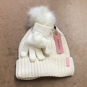 BCBGirls Ivory Knit Hat and Glove Set